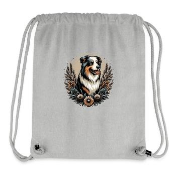 Berger australien Cottage Core Flowers noir tri - Sac à cordon recyclé Stanley/Stella - gris chiné - Devant
