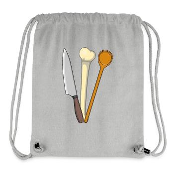Fleisch Küche Kochlöffel Knochen Küchenmesser - Stanley/Stella recycelter Gym Bag - Grau meliert - Vorne
