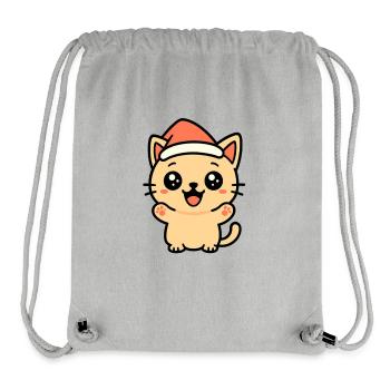 Cuddly Kitten Christmas Fun - Stanley/Stella Recycled Gym Bag - heather grey - Front