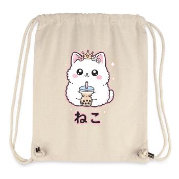 Reine des chats au bubble tea - Sac à cordon recyclé Stanley/Stella - blanc naturel - Devant