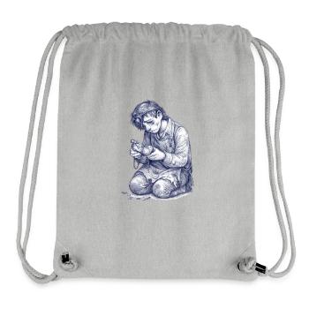 Kniender Handwerker | Handgemalte Zeichnung - Stanley/Stella recycelter Gym Bag - Grau meliert - Vorne