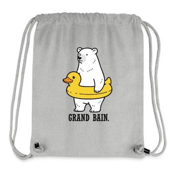 Ours polaire en bouée canard - Sac à cordon recyclé Stanley/Stella - gris chiné - Devant