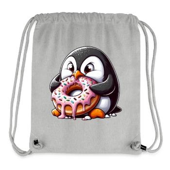 pingouin mignon avec beignet dessin animé drôle - Sac à cordon recyclé Stanley/Stella - gris chiné - Devant