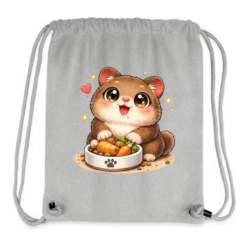 Knuddeliges Kätzchen mit Futterschüssel - Stanley/Stella recycelter Gym Bag - Grau meliert - Vorne
