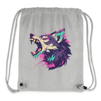 Portrait of a furious wolf with bright colors - Stanley/Stella Recycled Gym Bag - heather grey - Front