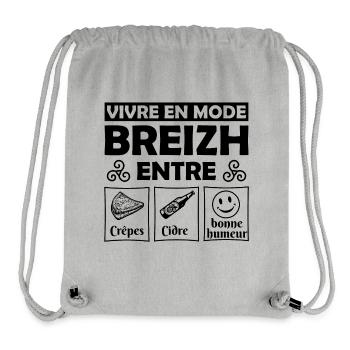 vivre en mode breizh entre Crepes cidre humeur,BZH - Sac à cordon recyclé Stanley/Stella - gris chiné - Devant