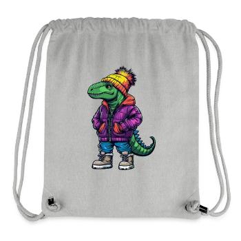 Dinosaure stégosaure Mode Hiver - Sac à cordon recyclé Stanley/Stella - gris chiné - Devant