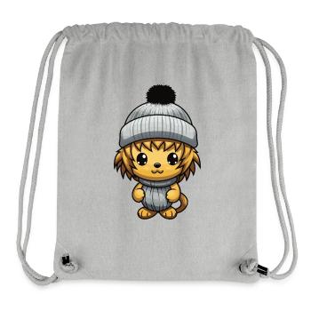 Lion Animal Bébé Bande Dessinée Hiver - Sac à cordon recyclé Stanley/Stella - gris chiné - Devant