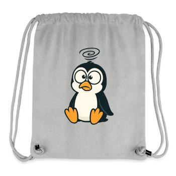 Mignon confus pingouin dessin animé louche étourdi - Sac à cordon recyclé Stanley/Stella - gris chiné - Devant