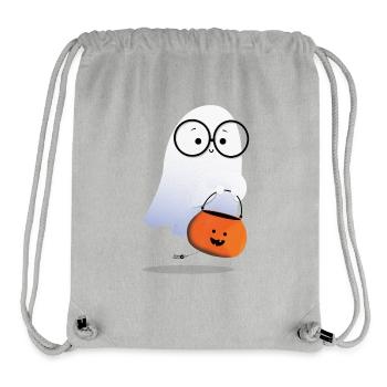 Fantôme avec panier à citrouille - Sac à cordon recyclé Stanley/Stella - gris chiné - Devant