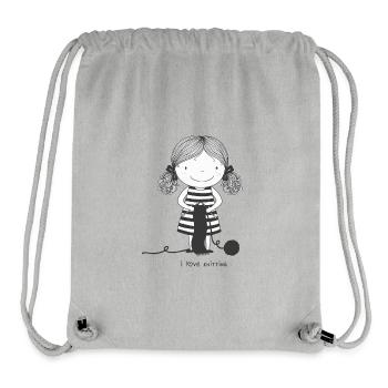 Little Girl Knitter Wool and Needles - Stanley/Stella Recycled Gym Bag - heather grey - Front