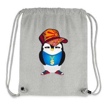 pingouin mignon comme un hip-hopper dans une tenue cool - Sac à cordon recyclé Stanley/Stella - gris chiné - Devant