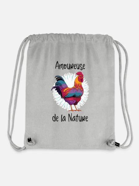 Amoureuse de la Nature - Poule - Coq - Sac à cordon recyclé Stanley/Stella - gris chiné