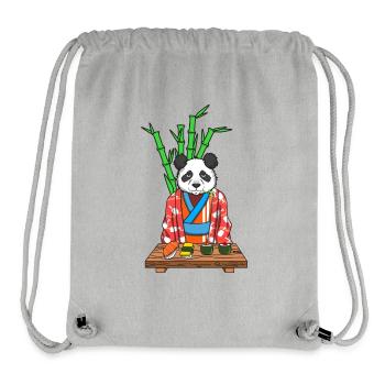 Chef sushi panda kimono japonais Art culinaire mignon - Sac à cordon recyclé Stanley/Stella - gris chiné - Devant