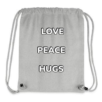 Love Peace Hugs Vertical Type - Stanley/Stella Recycled Gym Bag - heather grey - Front