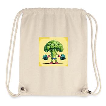 Brokkoli Kraftprotz mit Hantel - Stanley/Stella recycelter Gym Bag - Naturweiß - Vorne