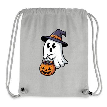 Motif de sorcière et de fantôme effrayant pour Halloween - Sac à cordon recyclé Stanley/Stella - gris chiné - Devant