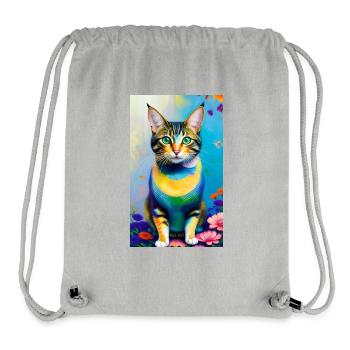 Domestic short haired cat with flowers - Stanley/Stella Recycled Gym Bag - heather grey - Front