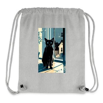 Domestic short haired cat during night - Stanley/Stella Recycled Gym Bag - heather grey - Front