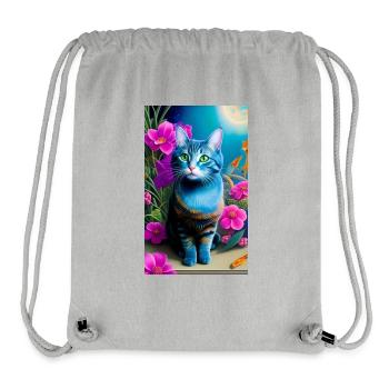 Adorable domestic short haired cat - Stanley/Stella Recycled Gym Bag - heather grey - Front