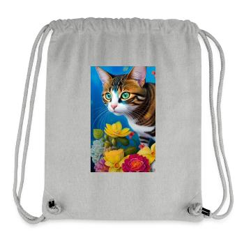 Cute domestic short haired cat - Stanley/Stella Recycled Gym Bag - heather grey - Front