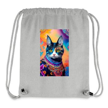 domestic short haired cat - Stanley/Stella Recycled Gym Bag - heather grey - Front
