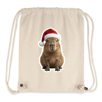 Capybara Chill et Chapeau de Noël - Sac à cordon recyclé Stanley/Stella - blanc naturel - Devant