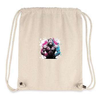 Muscle de loup Musculation Bête - Sac à cordon recyclé Stanley/Stella - blanc naturel - Devant