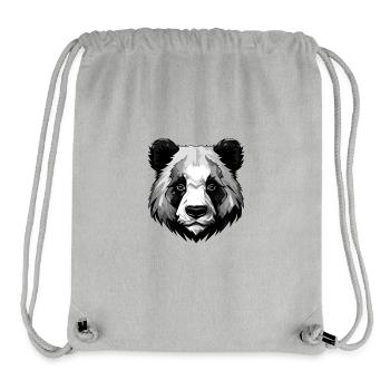 Tête de panda - Sac à cordon recyclé Stanley/Stella - gris chiné - Devant