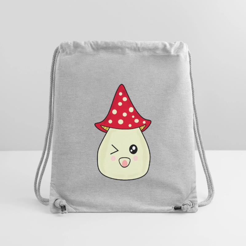 Kawaii champignon Toadstool mignon rouge avec visage Sac à cordon recyclé Stanley/Stella