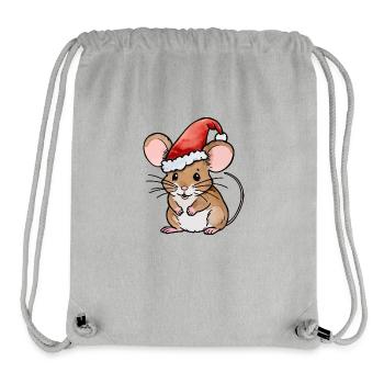 Mouse Christmas Drawing - Stanley/Stella Recycled Gym Bag - heather grey - Front