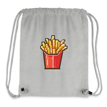 Icône pixel des frites Français - Sac à cordon recyclé Stanley/Stella - gris chiné - Devant