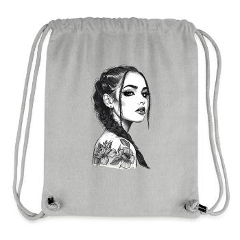 Elegant Line Art Woman - Floral Tattoo Style - Stanley/Stella Recycled Gym Bag - heather grey - Front