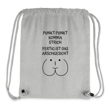 Spruch Punkt Punkt Komma Strich Arschgesicht schw - Stanley/Stella recycelter Gym Bag - Grau meliert - Vorne