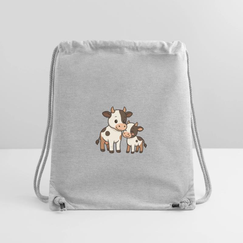 Kuhmutter kuschelt mit ihrem Kalb Stanley/Stella recycelter Gym Bag