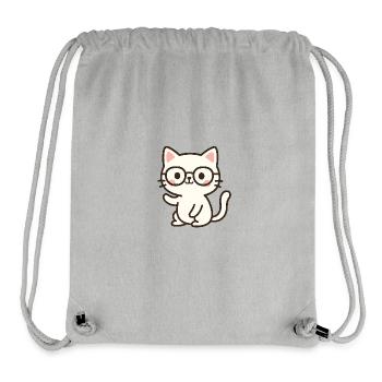 Niedliche Katzenillustration mit Brille - Stanley/Stella recycelter Gym Bag - Grau meliert - Vorne