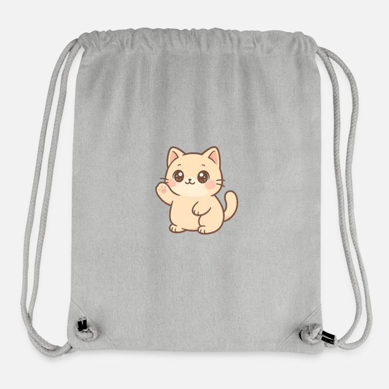 Kawaii Kitten Waving Design - Stanley/Stella Recycled Gym Bag - heather grey