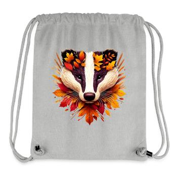 Ein Dachs, gestaltet aus verschiedenen Blättern - Stanley/Stella recycelter Gym Bag - Grau meliert - Vorne