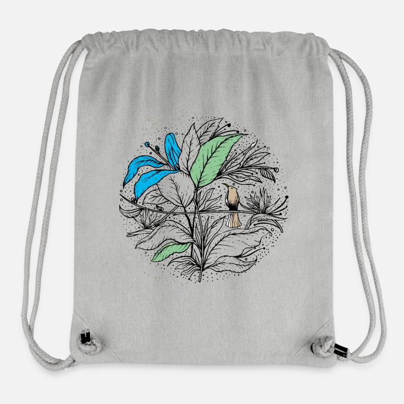 Blume mit Vogel - Stanley/Stella recycelter Gym Bag - Grau meliert