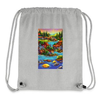 Abstract ai seaside town scene - Stanley/Stella Recycled Gym Bag - heather grey - Front