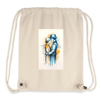 Couple vif d’or et de bleu - Sac à cordon recyclé Stanley/Stella - blanc naturel - Devant