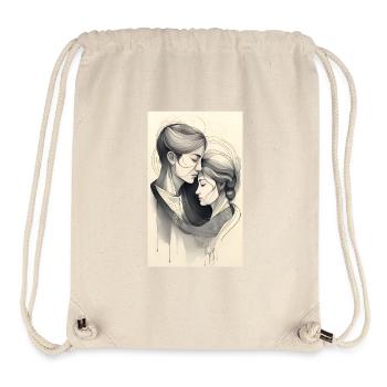 Couple lesbien à encre unifiée - Sac à cordon recyclé Stanley/Stella - blanc naturel - Devant