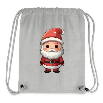 Chibi Père Noël Cheer Illustration - Sac à cordon recyclé Stanley/Stella - gris chiné - Devant