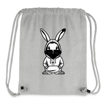 Bunny with Beard Hoodie Motif - Stanley/Stella Recycled Gym Bag - heather grey - Front