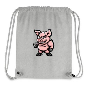 Bande dessinée de cochon - Sac à cordon recyclé Stanley/Stella - gris chiné - Devant