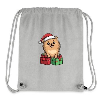 Cadeaux de Noël pour chien de Poméranie - Sac à cordon recyclé Stanley/Stella - gris chiné - Devant