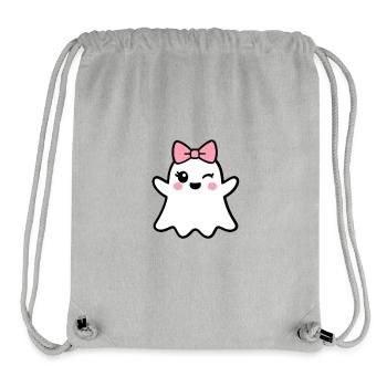 Kawaii Ghost with Pink Bow - Stanley/Stella Recycled Gym Bag - heather grey - Front