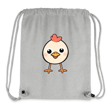Cœur de poussin Poulet mignon, Dessin animé - Sac à cordon recyclé Stanley/Stella - gris chiné - Devant