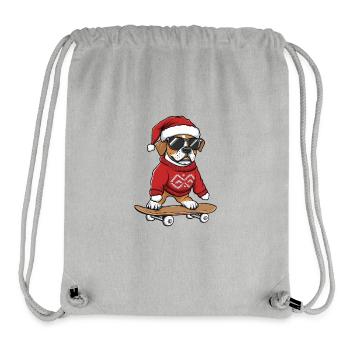Boxer Chien Noël Skateboard - Sac à cordon recyclé Stanley/Stella - gris chiné - Devant