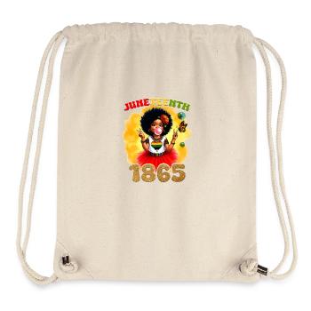 Juneteenth célébrant 1865 Jolie fille noire - Sac à cordon recyclé Stanley/Stella - blanc naturel - Devant